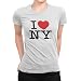 I Love NY New York Womens T-Shirt Spandex Tee Heart White Medium