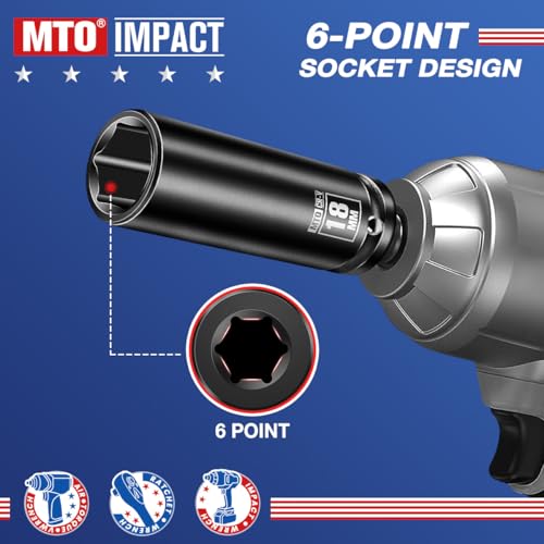 Image of MTO 1 /2 inch Drive 18mm Deep Impact Socket, 6-Point Metric Socket for Automotive Maintaince, CR-V Steel Meets ANSI Standards