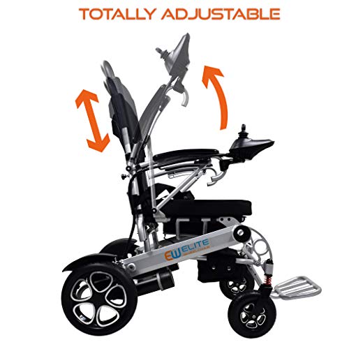 Innuovo Foldable Electric Power Wheelchair, Heavy Duty, Adjustable Speed for Outdoors or Indoors, Tall Backrest, Wide Seat, Fits any Car Trunk, Safe for Air Travel, Cover Bag Included, W5521 Silver - Thumbnail 3
