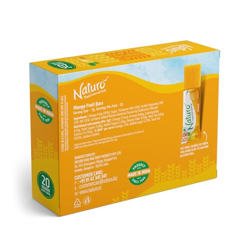 Image of Naturo Mango Fruit Bars (2 Packs x 20) | Gift pack | Snack Pack | Authentic Aam Papad | Tangy & Sweet Treat