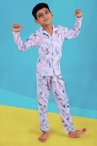 Image of 3BROS Kid's Pure Cotton Full Sleeves Night Suit /Dress for Boys /Girls Full Pajama & Top Sleep Suit Combo Set