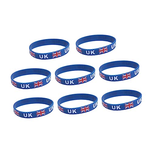 Milisten Bracelet Silicone Solide Lot de 10 Impression Drapeau Britannique Taille Unique pour Compétitions Sportives Et Clubs