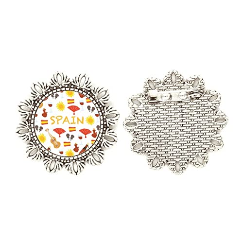 Broche de plata mediano diseño flor flamenco color plateado para ropa