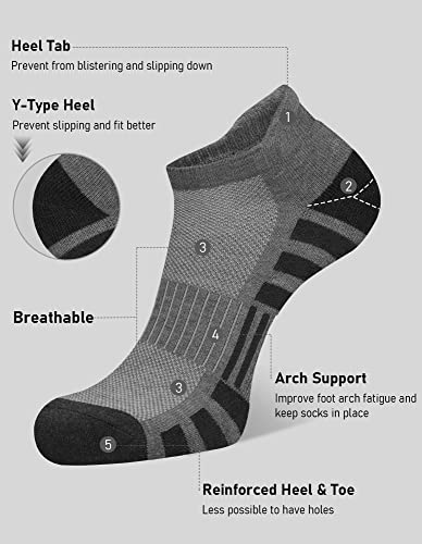 Image of Airacker Ankle Athletic Running Socks Cushioned Breathable Low Cut Sports Tab Socks for Men and Women (6 Pairs)