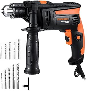 Hammer Drill, ENGiNDOT 710W Corded Impact Drill 2 IN1,2800RPM, Variable Speed, 1/2''(13mm) Chuck, 10 Drill Bits for Home Improvement, DIY, Concrete, Steel, Wood