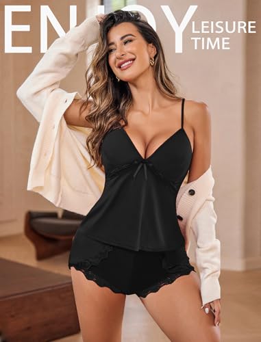 Avidlove Sexy Pajamas Set for Women Lace Modal 2 Piece Cami Pj Shorts Set Cute Lingerie Sets Sleepwear3