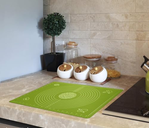 Image of Silicone Baking Mat Roti mat Silicone Chapati Atta Kneading Mat Non Stick Fondant Rolling Mat Stretchable for Kitchen Roti Chapati Cake Baking Mat (Green 50x40cm)