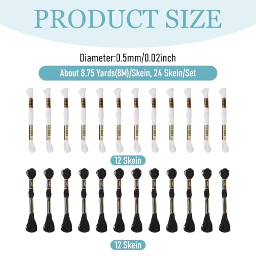 Image of FASHEWELRY 24 Skeins Embroidery Floss Thread 0.5mm Cross Stitch Thread