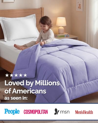 Image of Twin Size, Lavender Alternative Down Comforter - Warm, Lightweight & Breathable Hotel Quality Bedding Set for Men, Women, Kids & Teens - All Season Oversized Cooling Microfiber Duvet Insert Comforter
