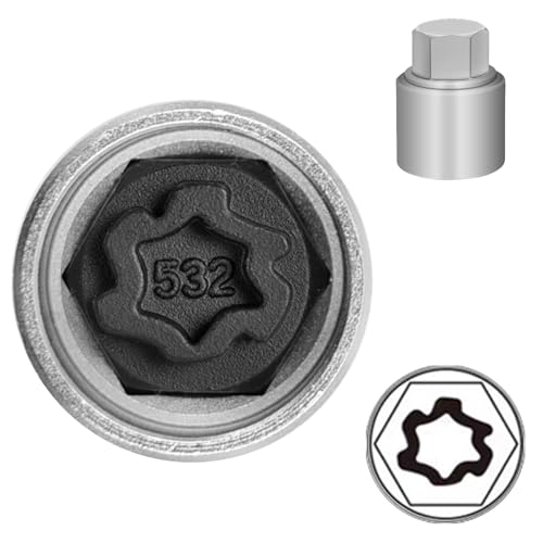 532 Wheel Locking Nut Key for VW, Socket Adapter (OD 28mm-ID 25mm)