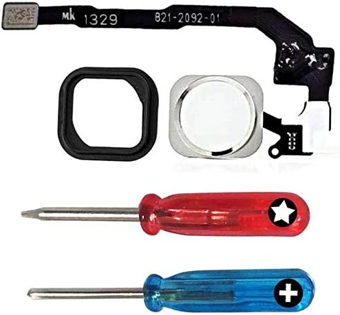 FirefixTM Touch ID Sensor Home Button Key Flex Cable with Rubber Gasket & Screwdrivers Replacement for iPhone 5S and SE(Silver)