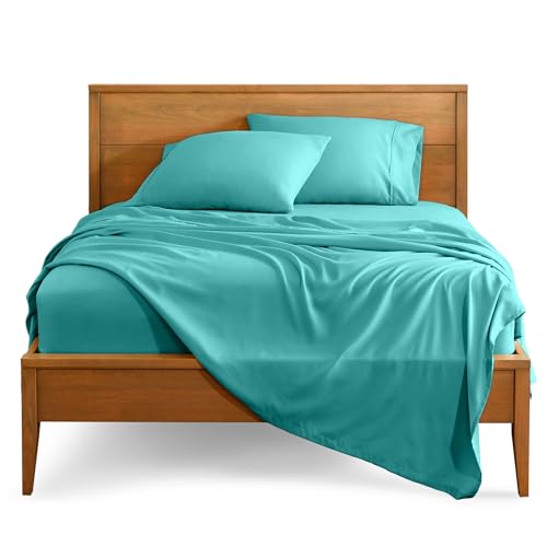 Bare Home Queen Sheet Set - Luxury 1800 Ultra-Soft Microfiber Queen Bed Sheets - Double Brushed - Deep Pockets - Easy Fit - 4 Piece Set - Bedding Sheets & Pillowcases (Queen, Turquoise)