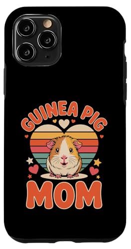 Guinea Pig Mom Retro Sunset Heart Funny Cavy Lover Furry Pet �X�}�z�P�[�X iPhone 11 Pro �p