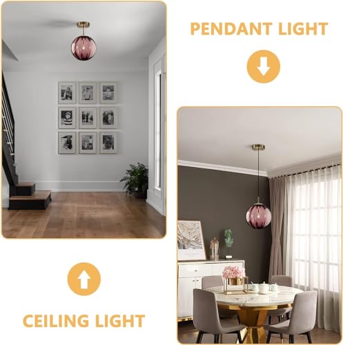 KCO Lighting Modern Large Globe Pendant Light - Vintage Gold Single Pendant - Round Glass - Industrial Kitchen Island & Dining Room Light Fixture (Burgundy-9.8') by KCO - Image 3