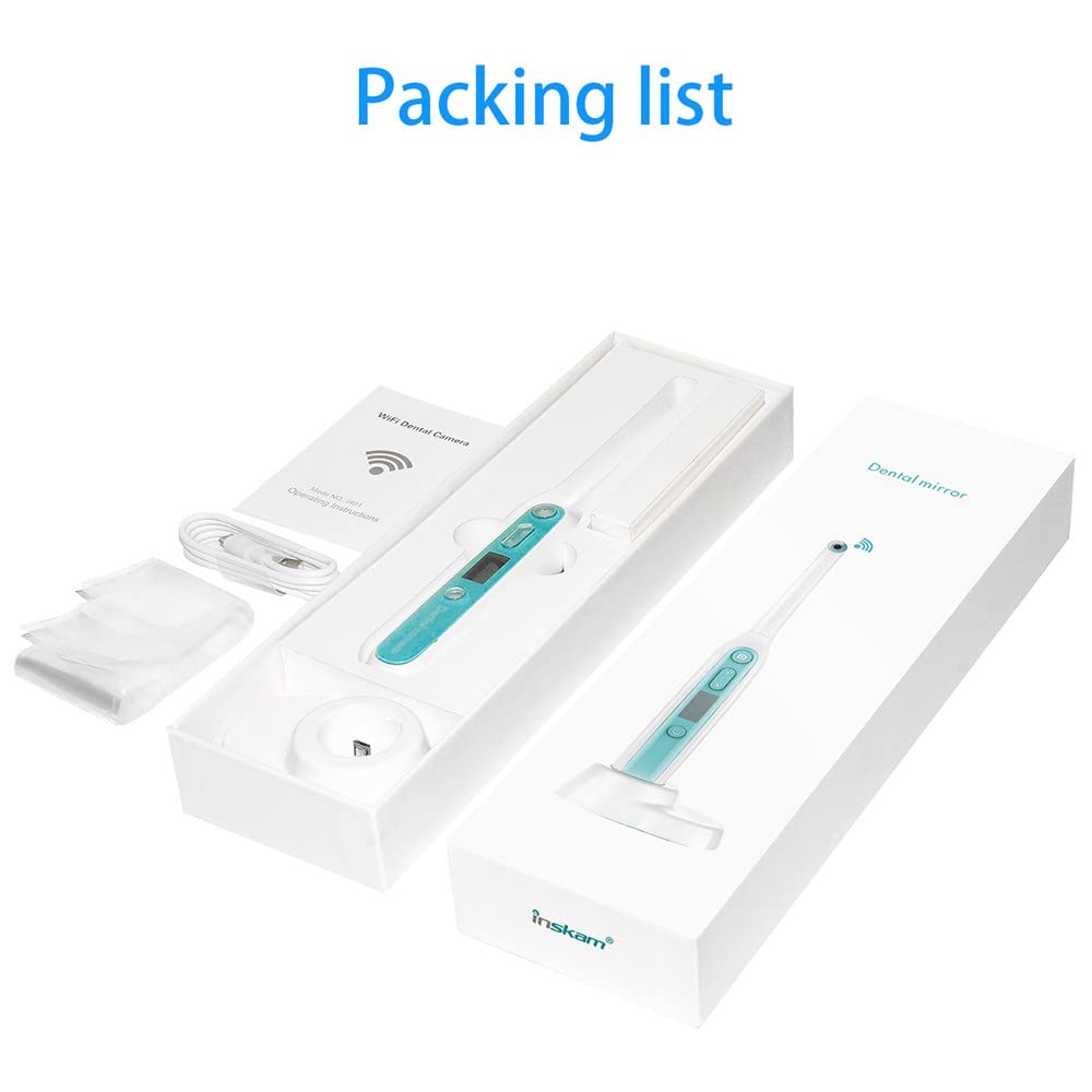 Telecamera Orale Dentale, Endoscopio Intraorale Wireless Endoscopio Orale 8 Rilevatore Impermeabile LED Regolabile Bocca Dentale per iOS/Androide/Tablet