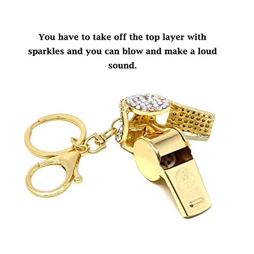 Honbay 1Pcs Rhinestone Whistle Keychain Mini Shining Whistle Keyring Bling Car Charm Decoration In A Box For Bag Purse Wallet Handbags Backpack #TOP3