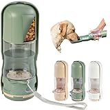 Portable Pet Food and Water Dispenser, 2 in 1 Cat & Small Dog Water Bottle & Food Container, Lightweight, BPA Free Pet Water Bottle Traveling Essentials for Walking & Hiking (Green, 13oz)