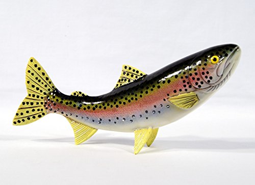 Lx Handpainted Rainbow Trout Statue Game Fish Replica 10" #TOP1