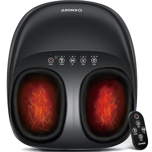 KNQZE Voetmassageapparaat, elektrisch met warmtefunctie, dieptenet, shiatsu voetmassage voor plantaire fasciitis en neuropathie, cadeaus voor mama, vrouwen, mannen, tot schoenmaat 46