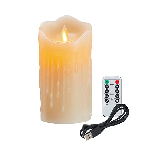 Koelaa Rechargeable Candles LED Candle Flickering Flameless Candles with Remote Charging Candle with USB Cable for Christmas Halloween Festivals Decoration-7.5 * 10cm