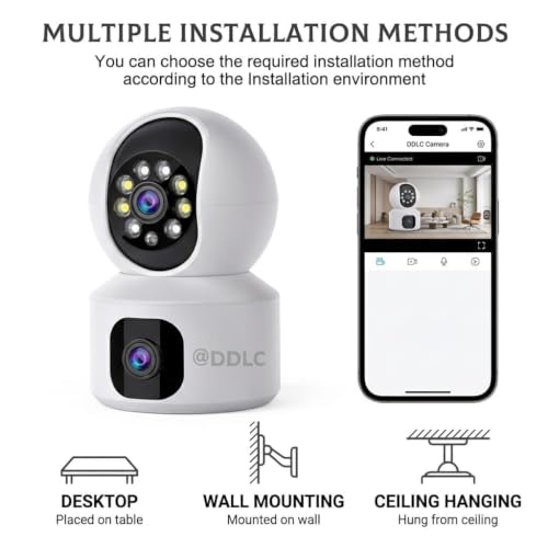 Image of DDLC 5MP Indoor WiFi Smart CCTV Camera for Home | 1080p Full HD | Color Night Vision | Motion Detection | Two Way Audio | Wireless Home Security Camera with Mobile App V380 Pro (Upro Dual Lens)