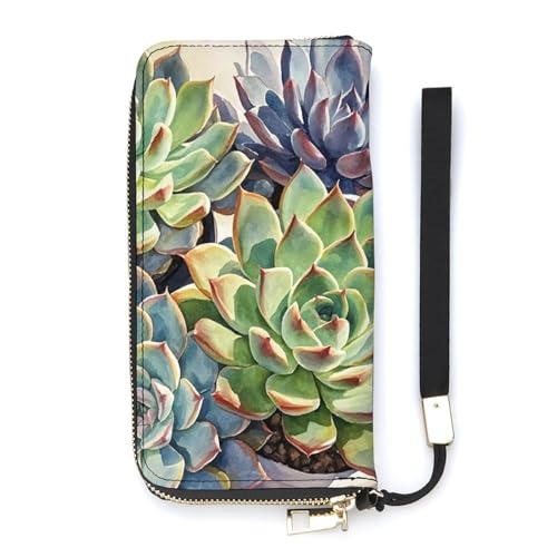 Portefeuille fin blanc Green Plants en similicuir, idéal pour vos sorties et voyages
