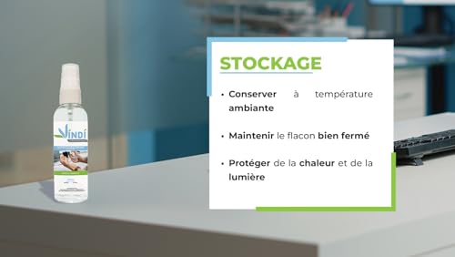 Vindi Désinfectant solution hydroalcoolique - Flacon spray de 100ml - Fabrication Française - 76% d'alcool - Désinfectant des mains et des surfaces - Virucide – vue 7