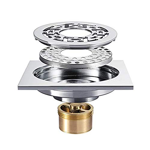 Drain de douche de salle de bain anti-engorgement en laiton carré - 2