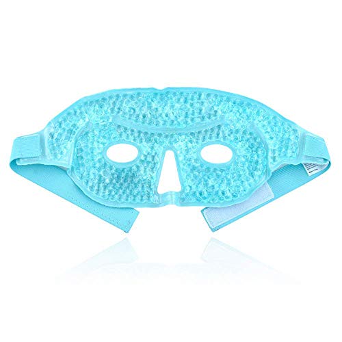 Ice Face/Eye Mask For Woman Man, Heated Warm Cooling Reusable Gel Beads Ice Mask With Soft Plush Backing,Hot Cold Therapy For Facial Pain,Sleeping,Swelling,Migraines, Headaches,Stress Relief[Blue] #TOP2