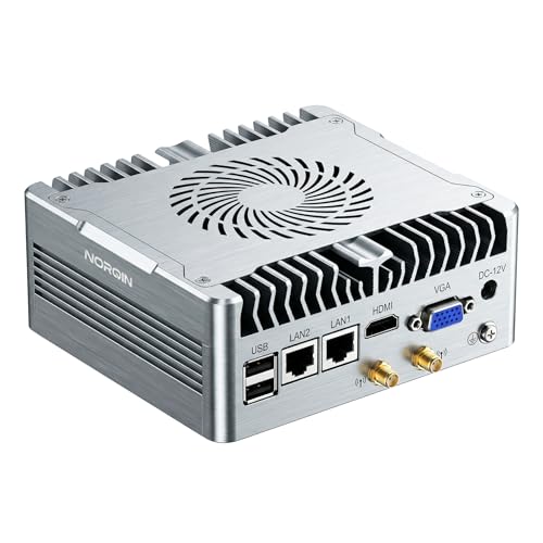 Image of Fanless Mini PC,Industrial Mini Computer Core i5-1235U(10 Core /12 Thread),HDMI+VGA 4K Display,2RS232 /RS485 COM,2RJ45 LAN,6USB,Windows 11 pro,Auto Power On & WOL,Metal Case(8GB RAM 128GB SSD)