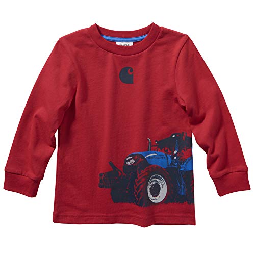 Carhartt Baby Boys Long Sleeve Graphic T-Shirt, Tractor Wrap Tango Red, 3 Months