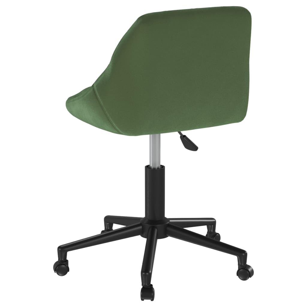 Silla de oficina giratoria de terciopelo verde oscuro con ajuste de altura, rotación de 360 grados, ruedas, respaldo ergonómico, asiento cómodo, ideal para oficina en casa, trabajo, juegos y