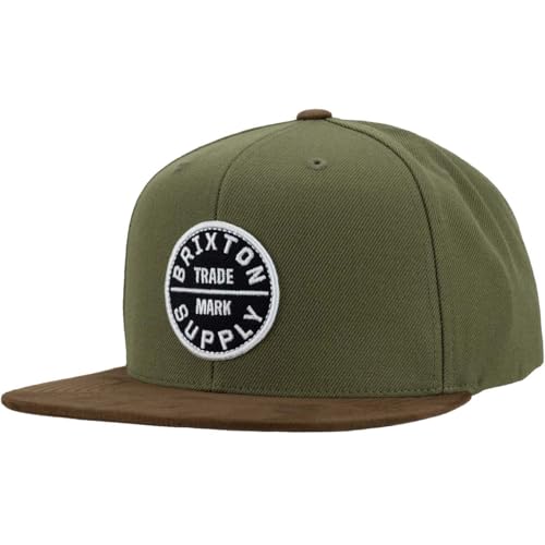 Brixton Mens Oath Iii Snapback Baseball Cap, Olive Knight/Black Suede, One Size US