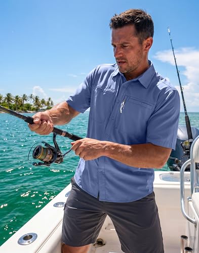 Image of G Gradual Men's Fishing Shirts with Zipper Pockets UPF 50+ Lightweight Cool Short Sleeve Button Down Shirts for Men Hiking