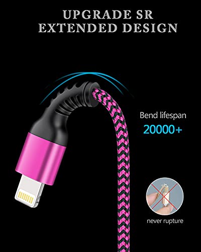 iPhone Charger Cable, [2pack/3ft] Apple Lightning Cord for iPhone 14 Pro Max 13 12 Pro/11/XS/XR/X/8 Plus/7, iPad Mini, iPad Air, USB-A Braided Rapid Charge Core Recharger Power Cargador Data Line - Thumbnail 3