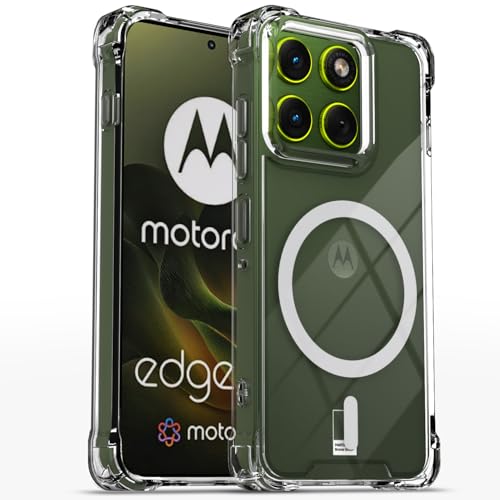 Image of Amazon Basics Back Cover for Motorola Moto Edge 70 5G Mag-Safe Shockproof PC + TPU Protective Case Magnetic Support Bumper Case (Transparent Mag-Safe)