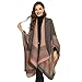 colornival Shawl Wraps for Women, Elegant Knitted Cape Open Front Soft Poncho Scarf Blanket Cardigan Coat for Spring, Autumn and Winter (Pink Gray)