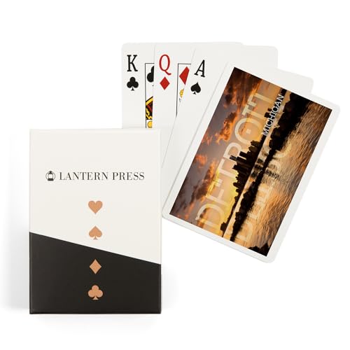 Lantern Press Detroit Michigan Baraja Poker 52 Cartas