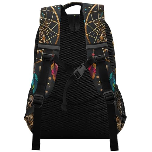 Cat Backpack for Students Boys Girls Boho Cat Dreamcatcher School Bag Travel Daypack Rucksack2