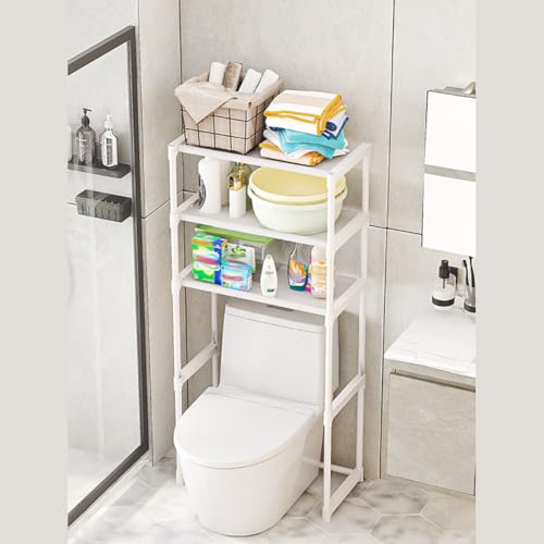Niwugady Étagère de rangement pour toilettes, à 3 étages, autonome, au-dessus de l'étagère de rangement des WC, pour salle de bain, WC, balcon, 51 x 30 x 134 cm,...