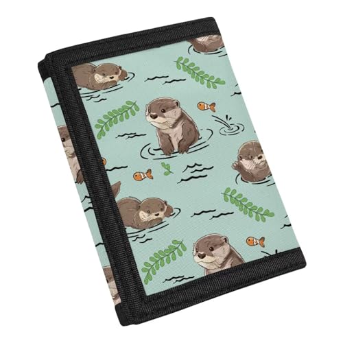 INSTANTARTS Otter Trifold Money Bag for Kids Cute Portable Coin Purse Clutch Money Bag Polyester Coin Storage Bag2