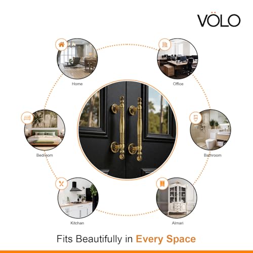 Image of VOLO Main Door Pull Push Handle | Door Handle for Home Office | Interior Exterior Door Hardware Pull Handle | (Pack of 1 Piece, Antique Brass, 8 Inch (200MM))