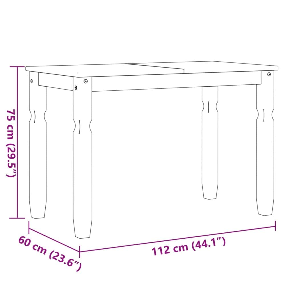 Corona Table à manger rectangulaire en pin massif - 112 x 60 x 75 cm - Robuste - Peu encombrant - Moderne - Pour la famille et les invités