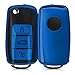 Produktbild kwmobile Autoschlüssel Hülle kompatibel mit VW Skoda Seat 3-Tasten Autoschlüssel - Schlüsselhülle Silikon Cover - Hochglanz Blau Hochglanz Schwarz