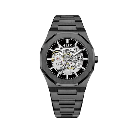 Image of ALIX Men's Mechanical Automatic Skeleton Self-Winding Water Resistant Analog Watch