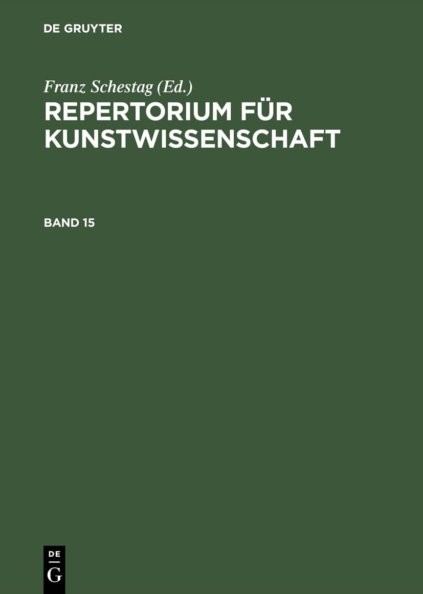 Repertorium Für Kunstwissenschaft 15 livre art ancien