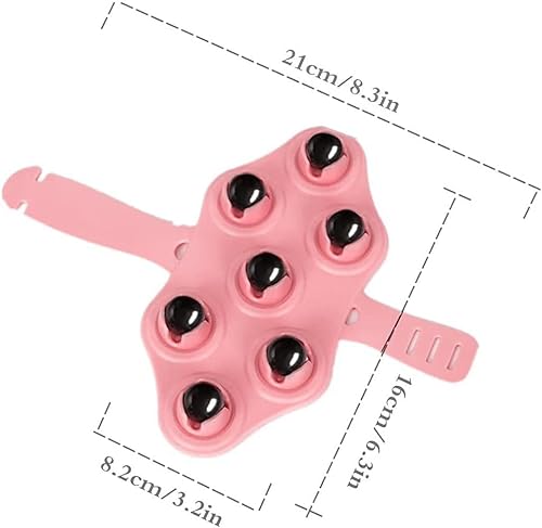 Image of RIVAAN's Palm Shaped Massage Glove, a portable manual massager with 7x 360-Degree magnetic roller balls for a deep tissue massage, for relieving muscle pain of the entire body (Pink - 1 Pcs)