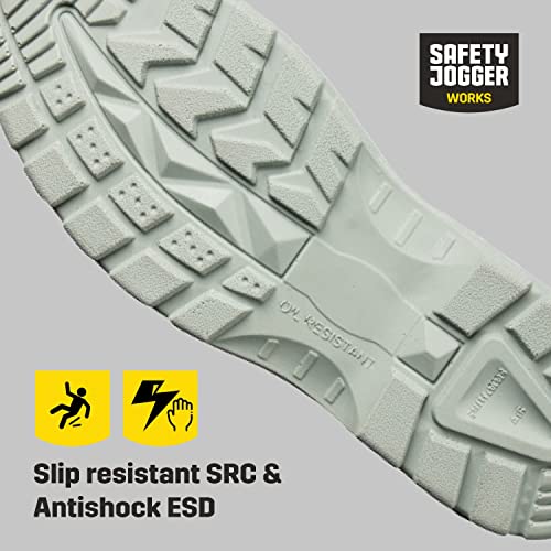 SAFETY JOGGER Stahlkappen Sicherheits S2 Clog 42 EU - X0500 - Professioneller Arbeitsschuh für Damen oder Herren im Leder, ohne Schnürsenkel, ideal für die Küchen- oder Lebensmittelindustrie, Weiß