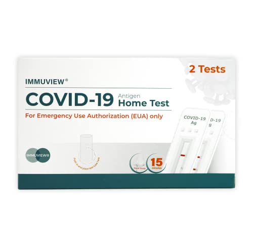 ImmuView COVID-19 Antigen Home Test, FDA EUA at-Home Self Test, Non-invasive Nasal Swab, Easy to Use and Results Within 15 Minutes (1 Pack, 2 Tests Total)