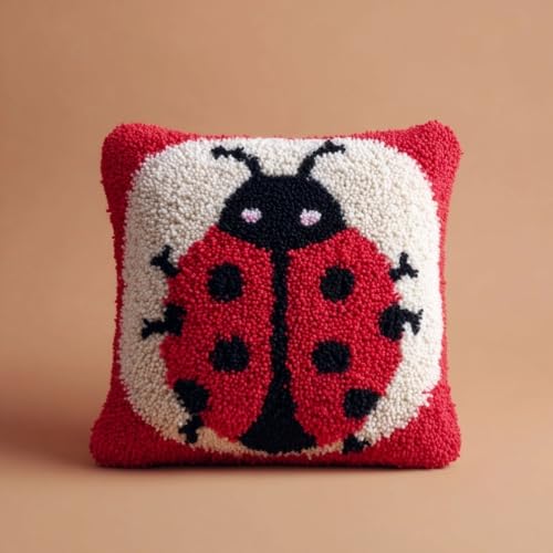 Kit de cojín de gancho de pestillo de mariquita (43x43 cm) ideal para regalar manualidades